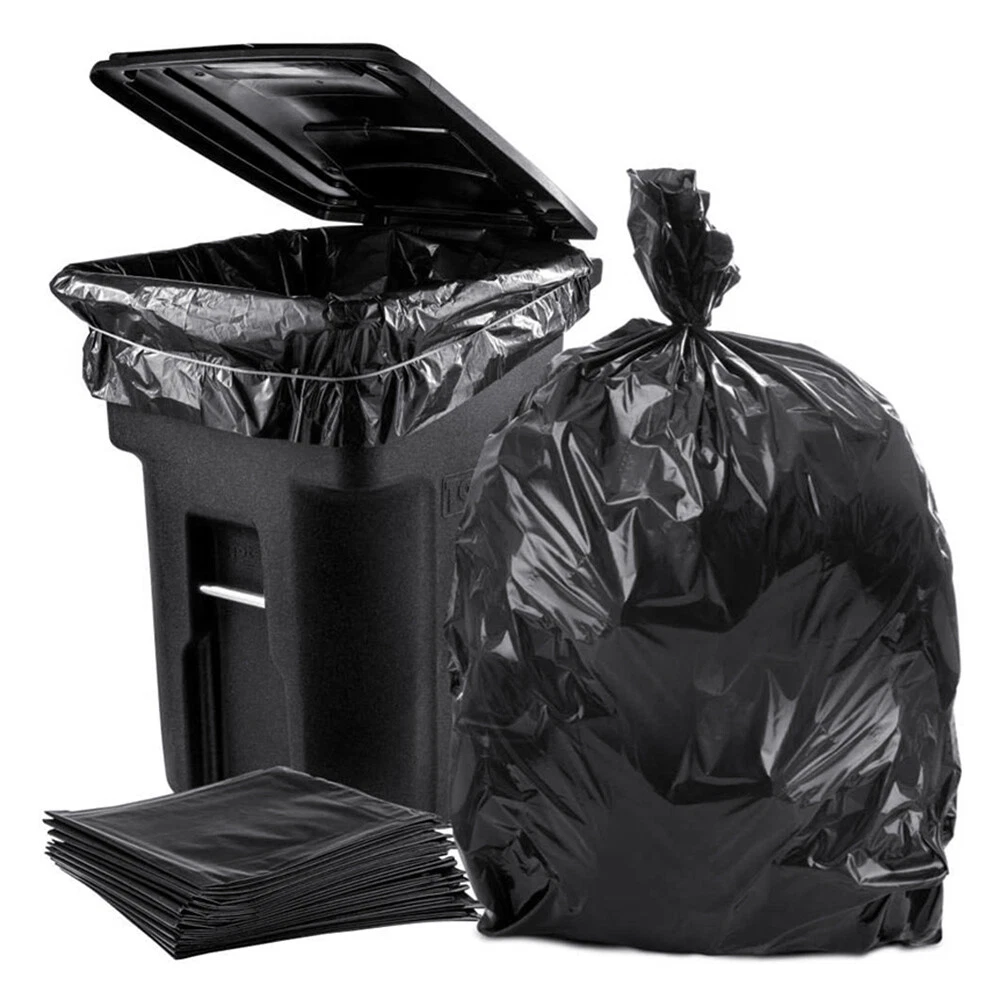 50 Pcs Heavy Duty 64 Gallon Extra Large Commercial Trash Bag Garbage Yard  Black