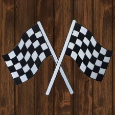 Extra Large Checkered Flags Embroidered Patch — Iron On