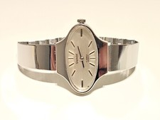 BRACCIALE OROLOGIO VINTAGE RARO LUSSO SVIZZERO OVALE DONNA CROMATO "GIGANDET"17J