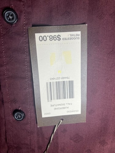 Joseph Abboud Long Sleeve Shirt Maroon Medium Men's Print 100% Cotton $98 NWT - Picture 6 of 9