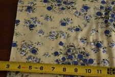 By 1/2 Yd, 35" Wide, Vintage 1940 s-60 s,Blue Floral on Cream Quilt Cotton,M3145