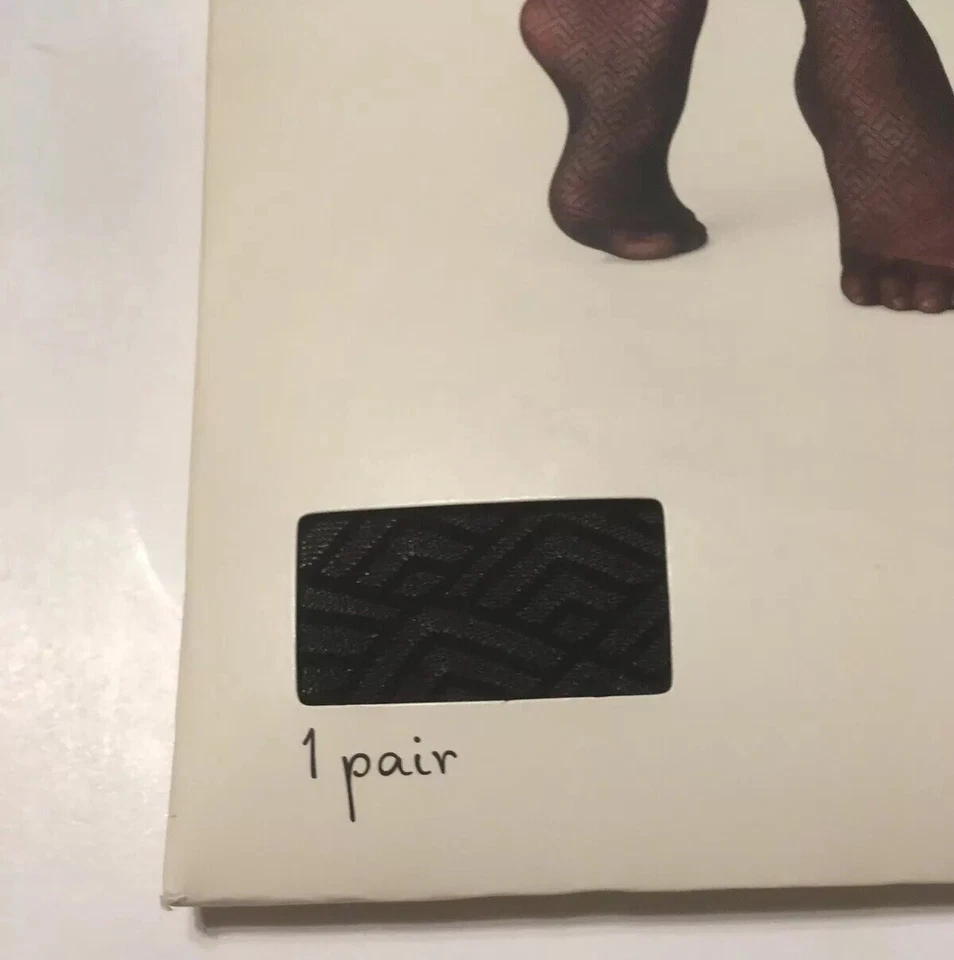 Nuevas Medias Retro Vintage Boho a.new.day Negras Geométricas Moda L/XL Foto 4 de 4