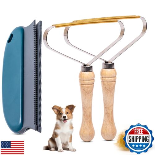3-Pack Pet Hair Removal Tool - Lint Remover, Carpet Scraper and Shaver for Cl