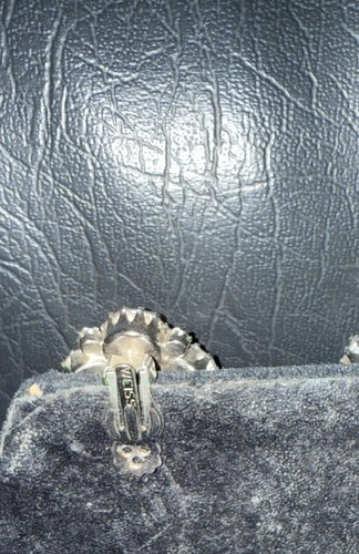Weiss Rhinestone Clip Earrings Signed, Silver Tone, One Pair - Picture 2 of 5