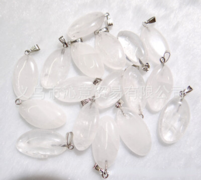 50pcs Natural White Crystal Stone Horse Eye Pendant DIY Necklace Jewelry Making