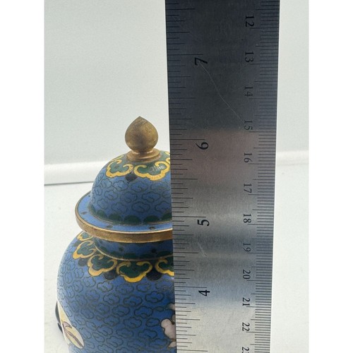 Vase chinois cloisonné urne pot à gingembre fleurs oiseau - Photo 8/8