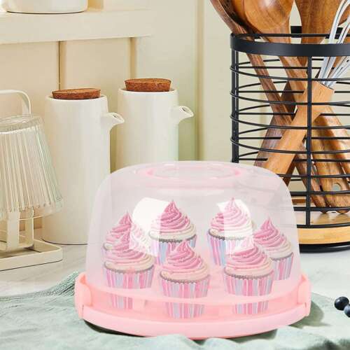 Kitchen Cake Carrier Tray with Handle Lid Container For Round Cupcake Storage US - Picture 5 of 17