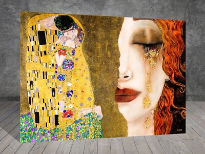 Gustav Klimt Freyas Goldene Tränen Der Kuss LIEBE LEINWAND GEMÄLDE DRUCK 380