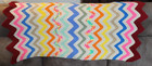 Handmade Knit Ripple Chevron Pattern Afghan Throw Blanket Multicolor 48x33