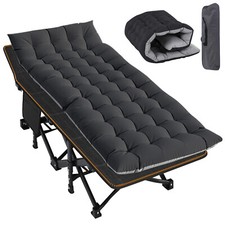 Adults Folding Sleeping Cot Guest Bed Heavy Duty Portable Cots Camping with Mat