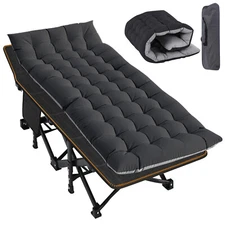 Adults Folding Sleeping Cot Guest Bed Heavy Duty Portable Cots Camping with Mat