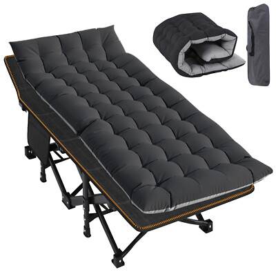 Adults Folding Sleeping Cot Guest Bed Heavy Duty Portable Cots Camping with Mat