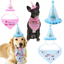 Birthday Adjustable Dog Bandana Collar Puppy Cat Pet Neckerchief Headwear Set  