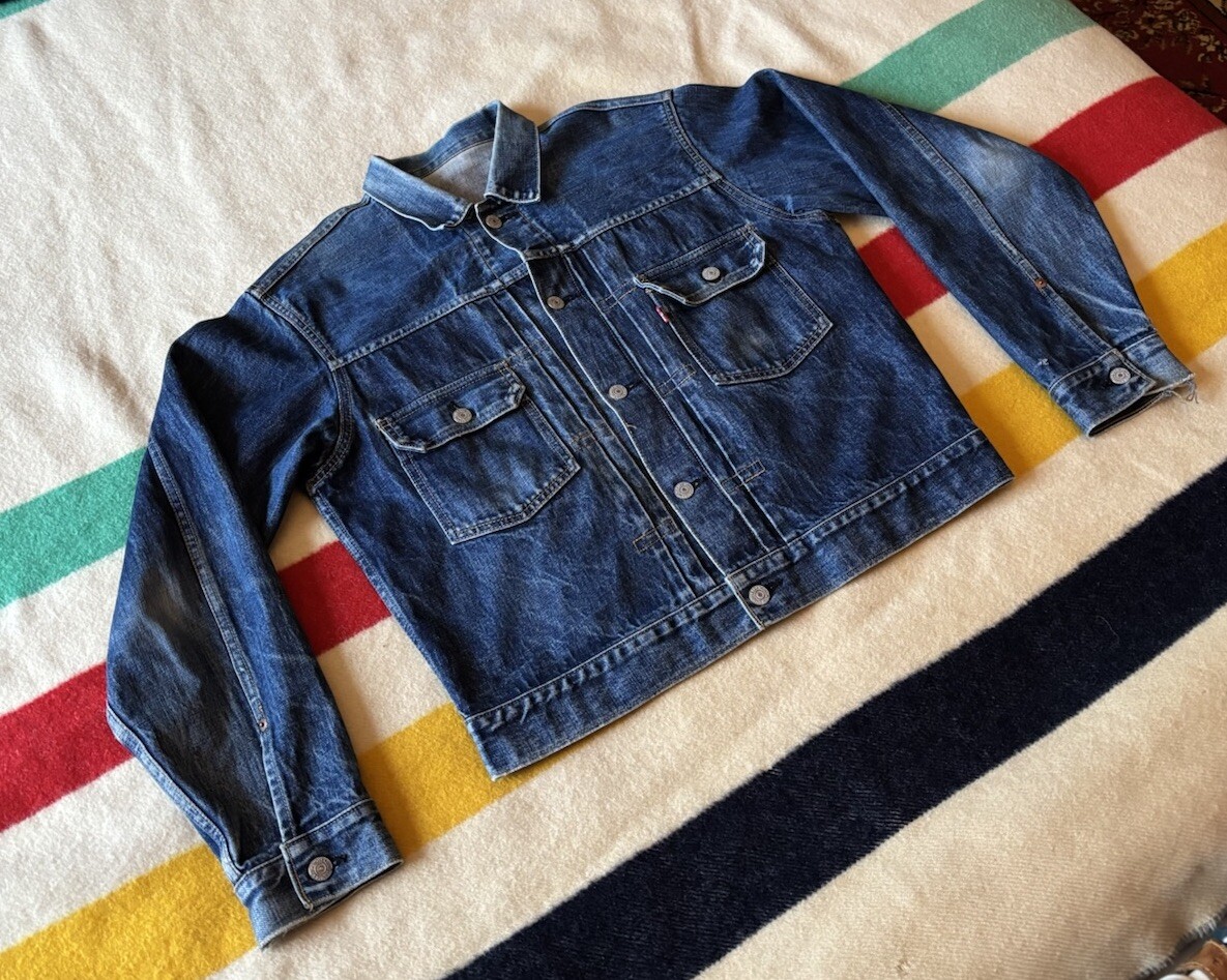 Vintage LVC 90s Big E Type 2 Selvage Denim Jacket, Soft Faded Vintage LVC 90s Big E Type 2 Selvage Denim Jacket, Soft Faded