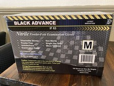 Exam Advance Black Nitrile Gloves Powder Free, Textured 1000 PCs Medium 6 Mil