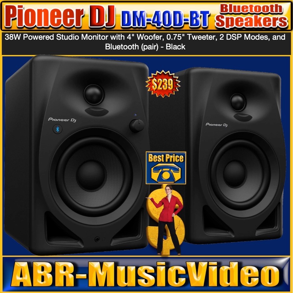 Pioneer DJ DM-40D-BT 4-inch Desktop Active Monitor Speaker with Bluetooth (PAIR) - Picture 1 of 24