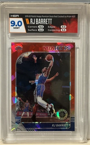 2019-20 Panini NBA Hoops Premium Stock - RJ Barrett #201 Red Cracked Ice...