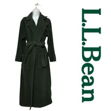L.L. Bean Winter Fleece Wrap Robe Long Green Belted Pockets Loungewear Women's S