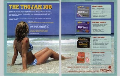 2006 Print Ad Sexy Bikini Pinup Girl Legs Blonde Lady Beach Trojan Condoms 