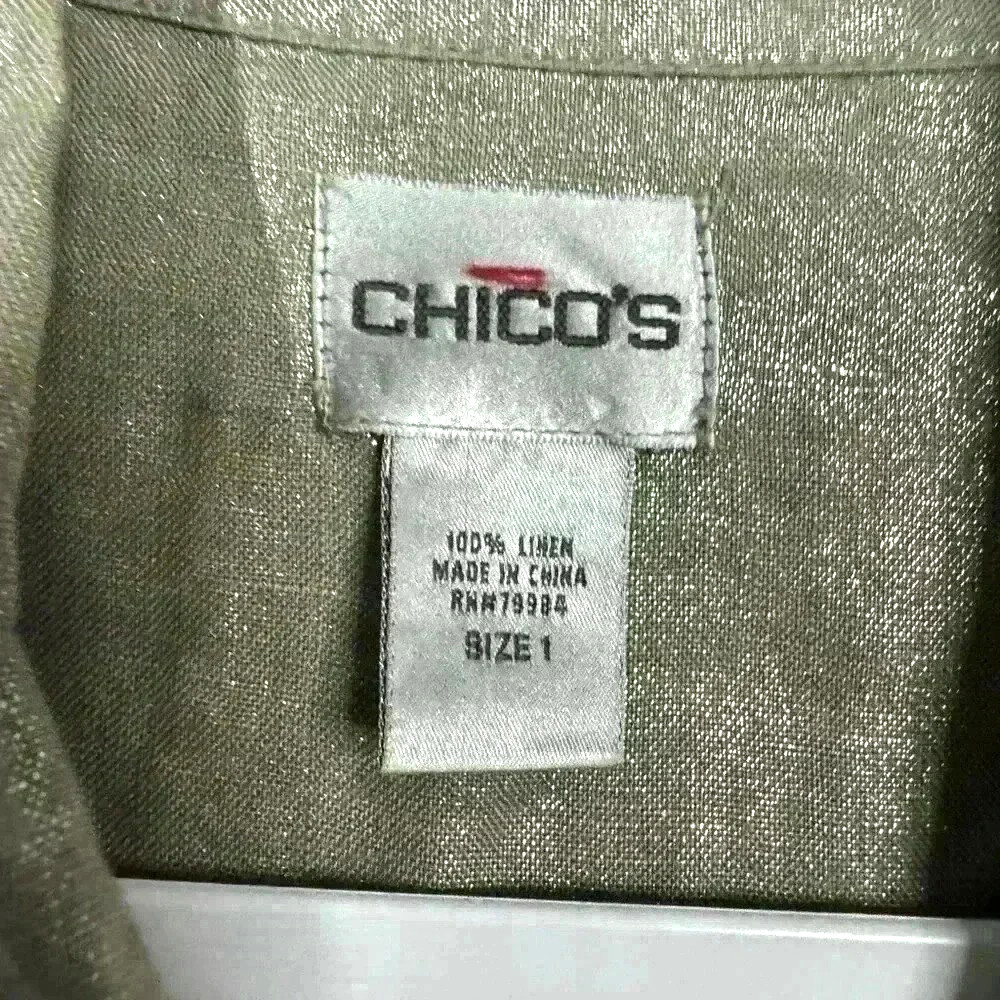 Chicos Womens Medium Button Down Top Metallic Gol… - image 2