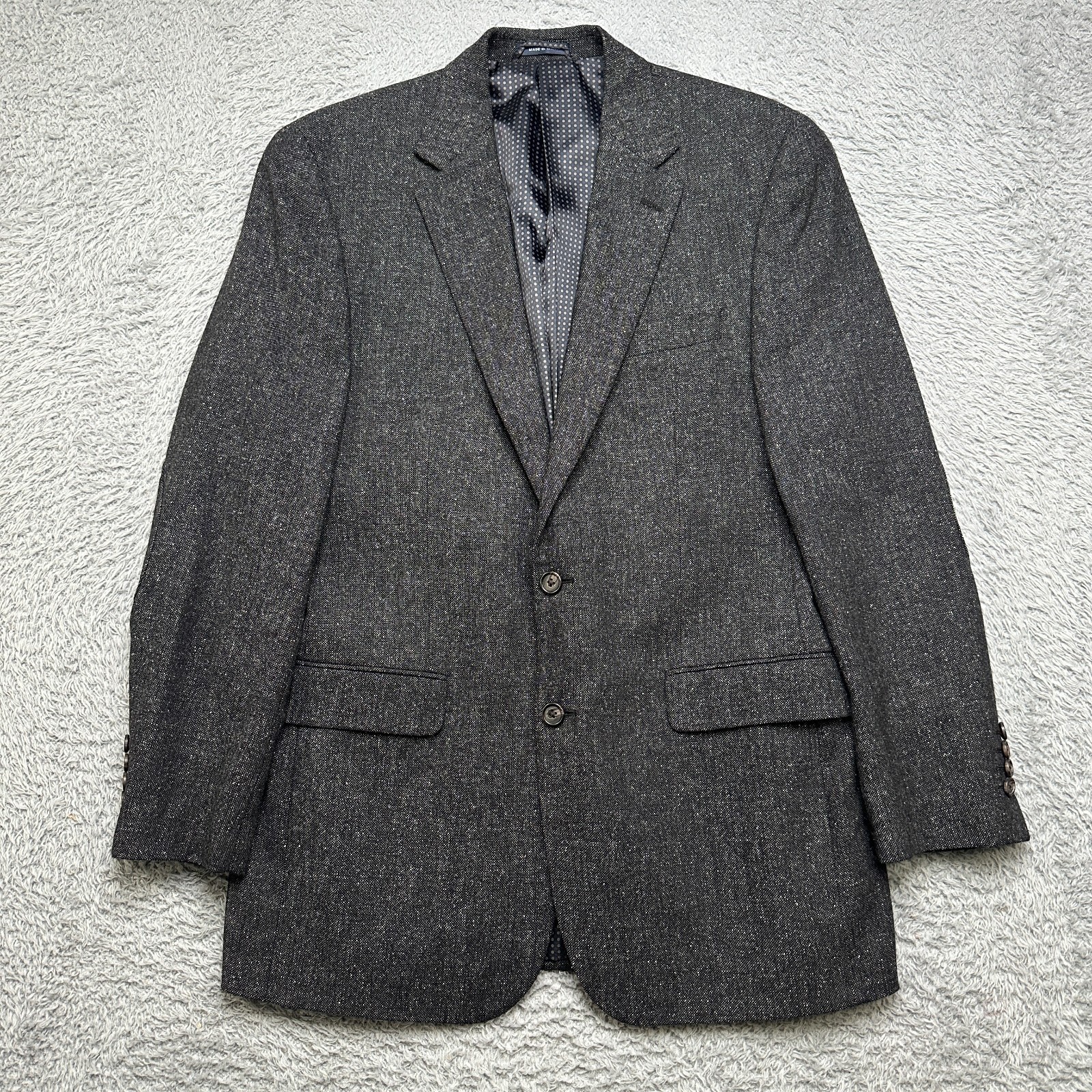 Ralph Lauren Sport Coat Mens 40L Charcoal Gray Wool Blend Blazer
