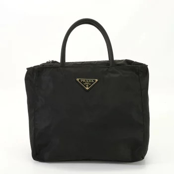 Prada Tessuto Nylon Triangle Tote Bag Shoulder Handbag Black | eBay