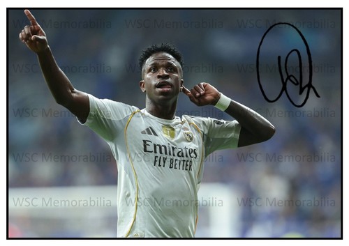 11261. Vini Jr Signed Pictures (A4 Prints) Real Madrid Brazil Flamengo Vinicius
