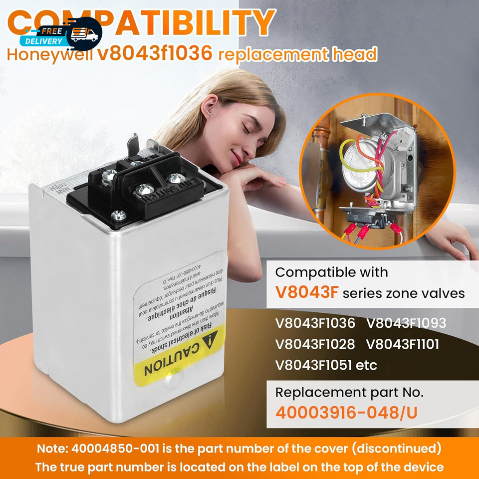 40003916-048/U V8043F1036 Testa di ricambio per V8043F1036 V8043F1093 V8043F1028 V8043F1101 V8043F1051 Honeywell Valvola di zona con interruttore terminale 50/600 Hz 24 V. Interruttore caldaia