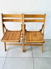 A Pair Of Vinatge Beech Wood Folding Chairs