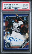 2019 Topps Bowman Draft Chrome Riley Greene #CDA-RG Auto Purple /250 PSA 10