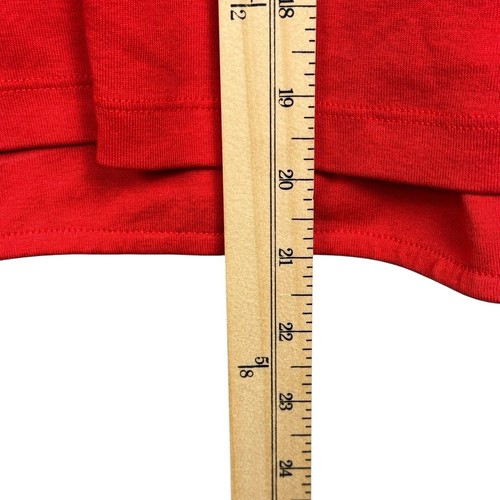 Helmut Lang Shirt Womens L Red Ribbed Layer Tee Cut-Out Shoulder Elongated Hem - Picture 14 of 14