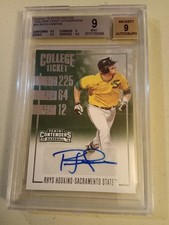 2016 Elite Extra Edition Rhys Hoskins College Ticket AUTOGRAPH #15 Graded BGS 9