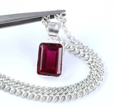 Certified 18.6Ct Natural Red Ruby 925 Solid Silver Pendant Cushion Loose Gems 06