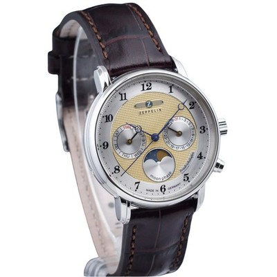 Zeppelin Friedrichshafen Moon Phase Gold Dial Women's Watch 8537-5
