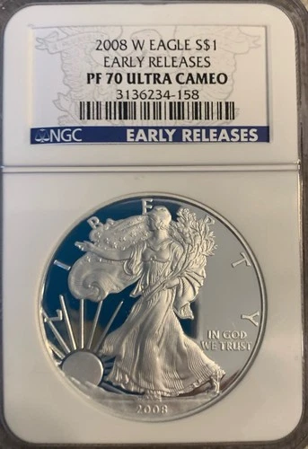 2008-W PROOF AMERICAN SILVER EAGLE EARLY RELEASE :: NGC PF-70 ULTRA CAMEO ::