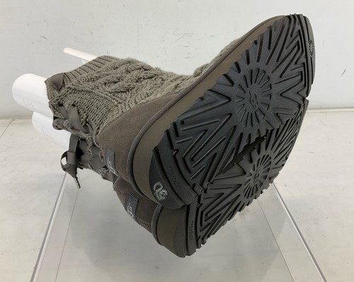 UGG Gray Cable Knit Fabric Suede Isla Boots 10 - Picture 4 of 5