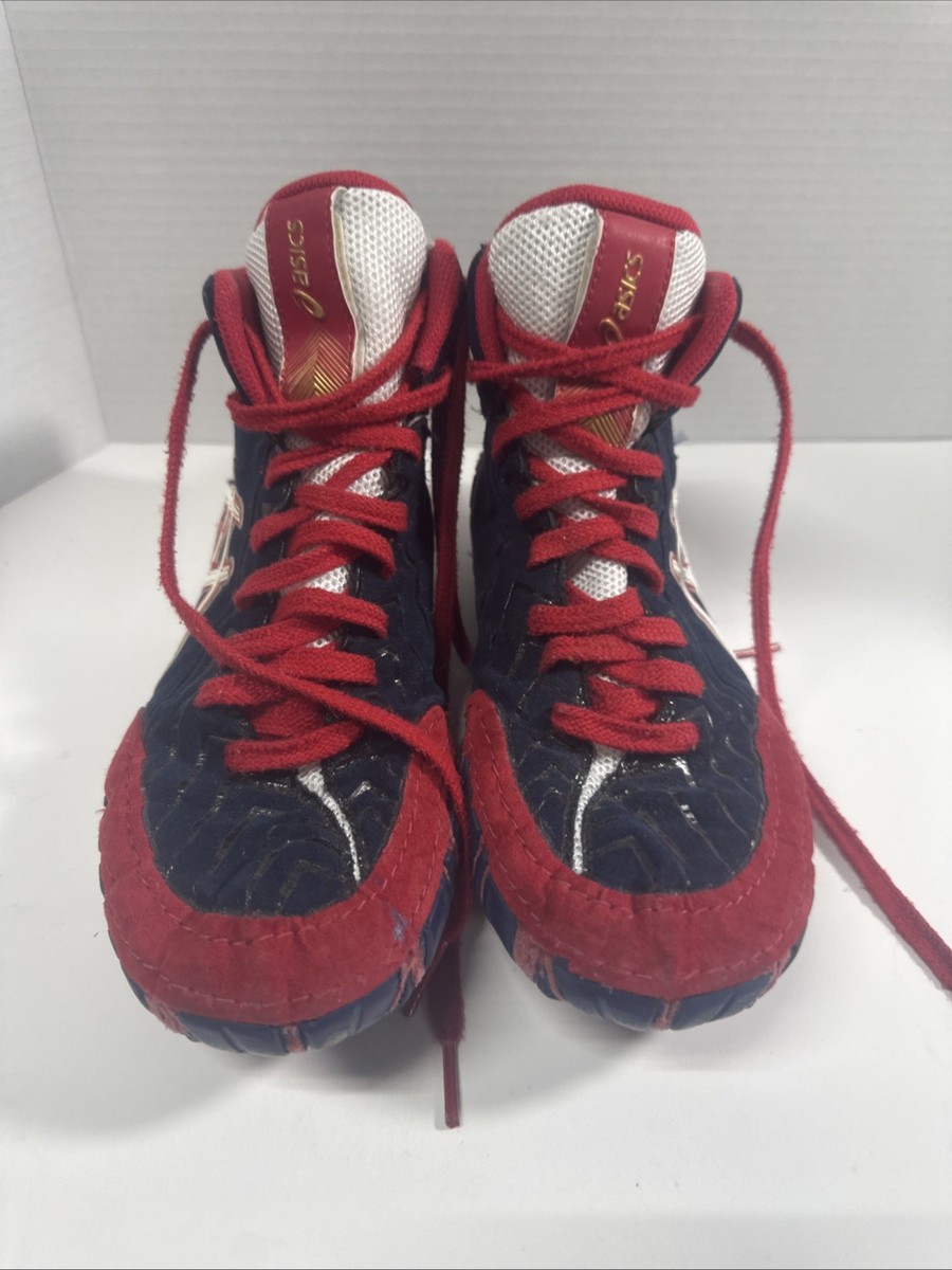 ASICS Aggressor 3 Men's Size 7.5 Wrestling Shoes MMA Navy Blue Red