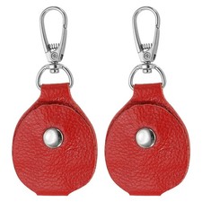 2 Pack Leather Key Fob Genuine Leather Keys Cover Portable Key Fob Red