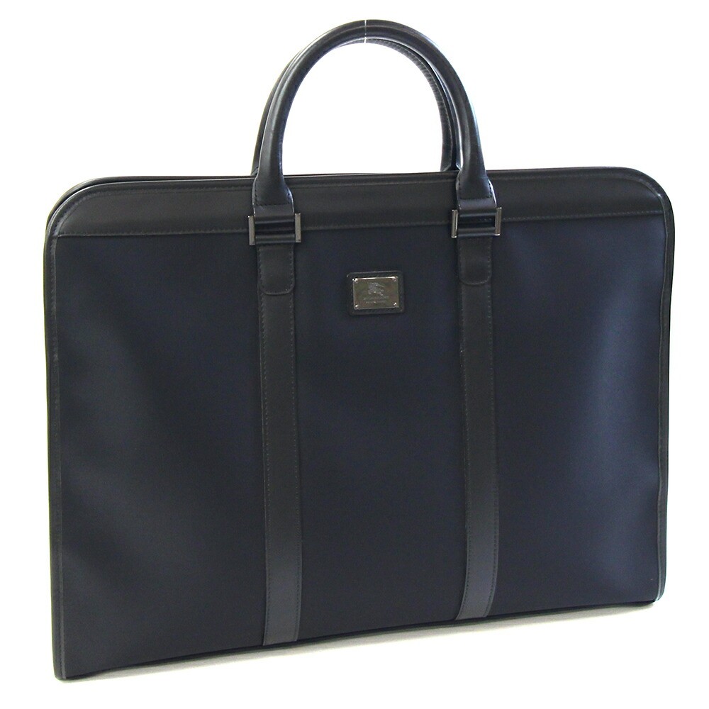 Burberry Black Label Briefcase Black Nylon Leather Used Document