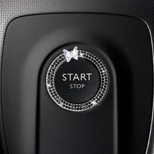 Car Butterfly Bling Ring Emblem, Crystal Rhinestone Auto Key Igni Color: Black