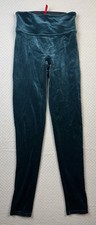 Spanx Velvet Leggings S Emerald High Rise Luxe Party Quiet Luxury Mob Wife Glam