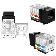 Black Cat6 Keystone Jack 45 Degree Angled Network RJ45 110 Punch down Lan Lot