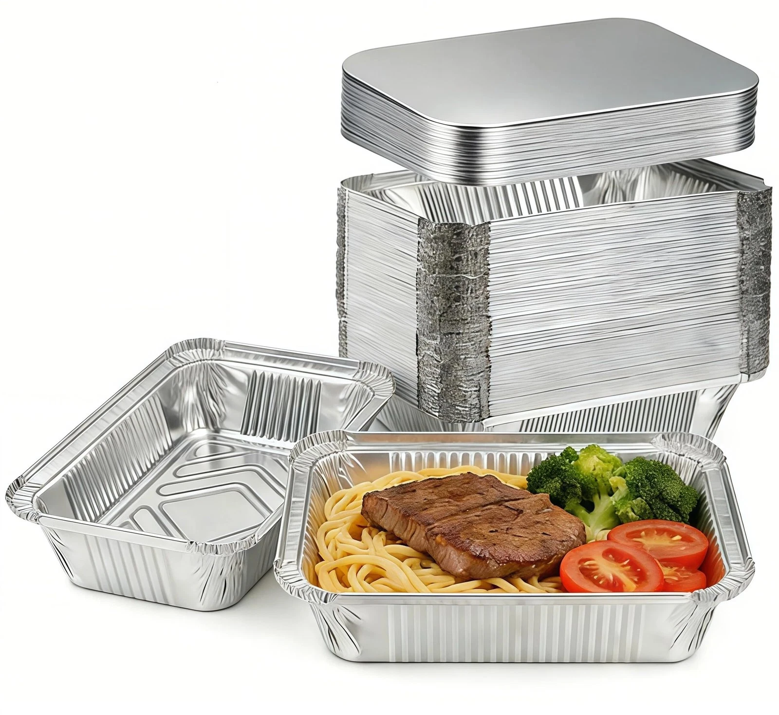 Aluminum Pans with Lids (60 Pack, 8.5"×6") 2.25 LB Capacity Foil Pans with Li...