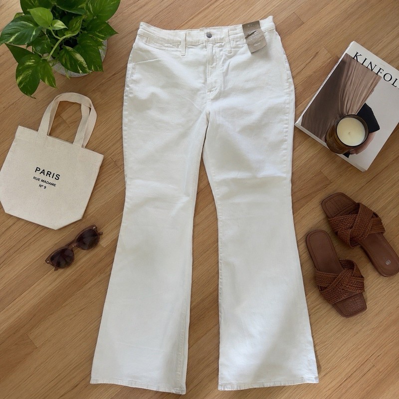 Madewell The Perfect Vintage Flare Jeans in Tile White, Size 31 NWT