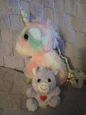 rainbow unicorn purse with purple baby plush lot