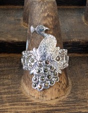 Vtg Art Deco Style sterling silver  Peacock B...