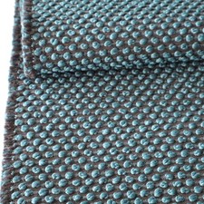 Vintage MCM Upholstery Fabric Blue, Black Emb Knots Dots Textured 3.8 yds