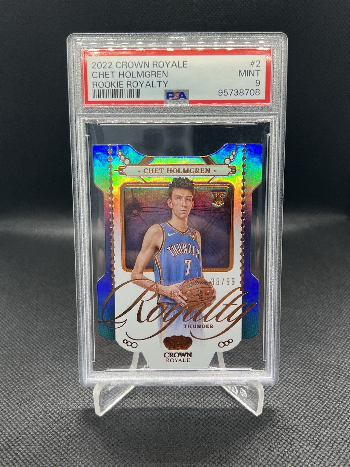 2022-23 Crown Royale Chet Holmgren Rookie Royalty RC /99 Thunder PSA 9 SSP