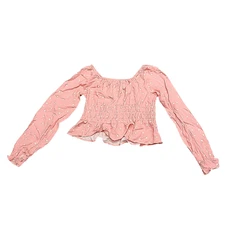 Girls Long Sleeves Ruched Waist Blouse Top - art class Coral Medium Size 8