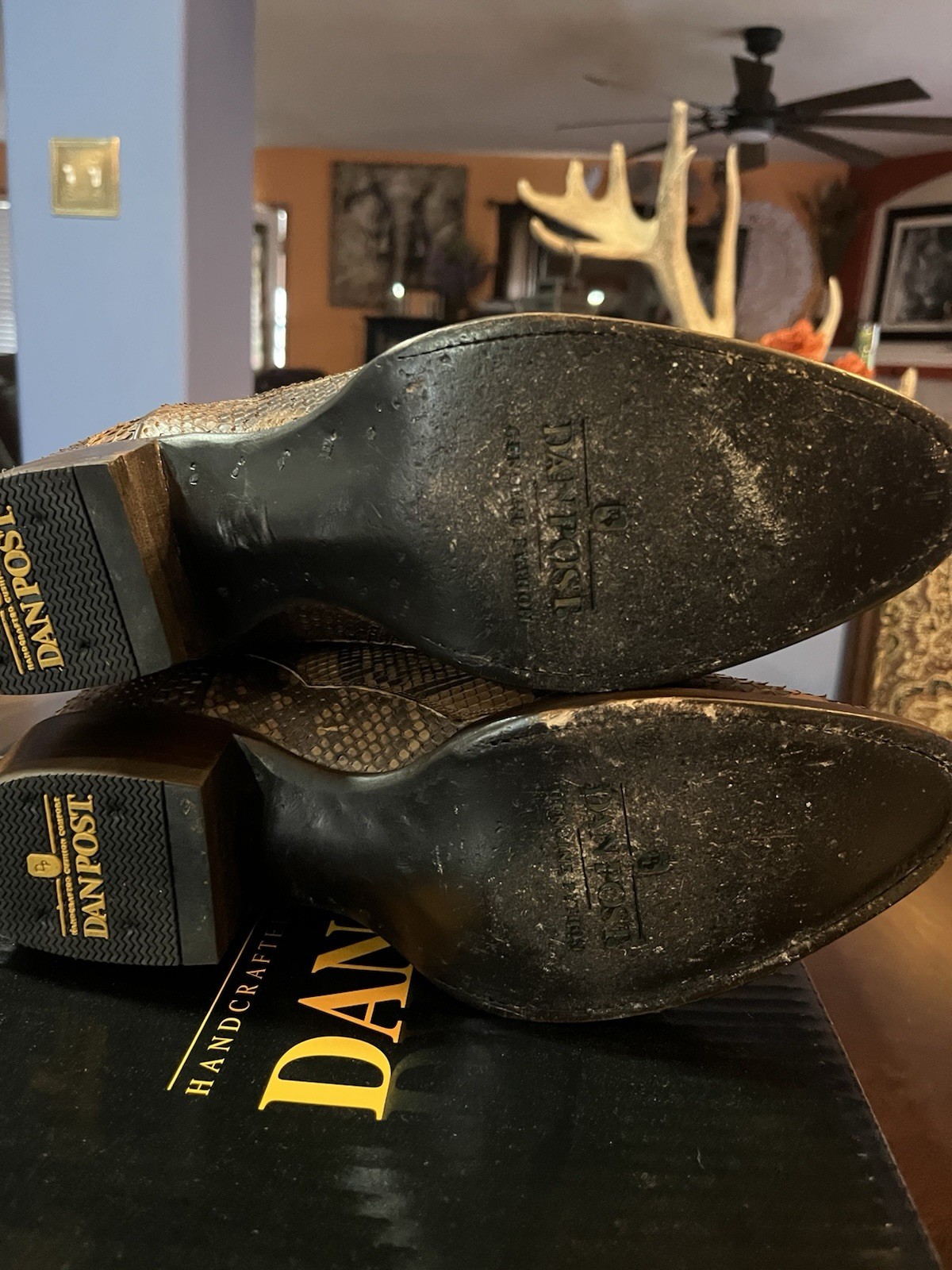 Dan Post Boots 10D Brown Python Snake Exotic Cowb… - image 14